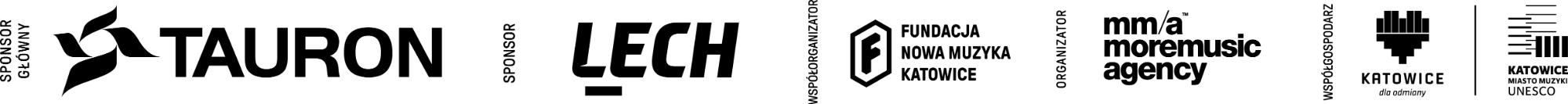 Festival partners: Tauron, Lech, Fundacja Nowa Muzyka Katowice, mm/a agency, UNESCO