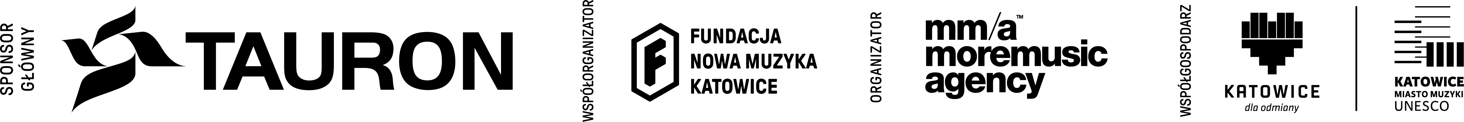 Sponsor Główny: Tauron, Współorganizator: Fundacja Nowa Muzyka Katowice, Organizator: mm/a moremusic agency, Współgospodarz: Katowice Miasto Muzyki UNESCO